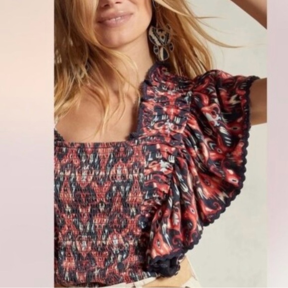 Anthropologie Red and Black Textured Top - Picture 3 of 11